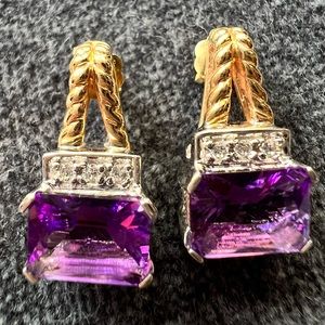 Gem en Vogue 14k Two-Tone Gold Amethyst & Diamond Earrings